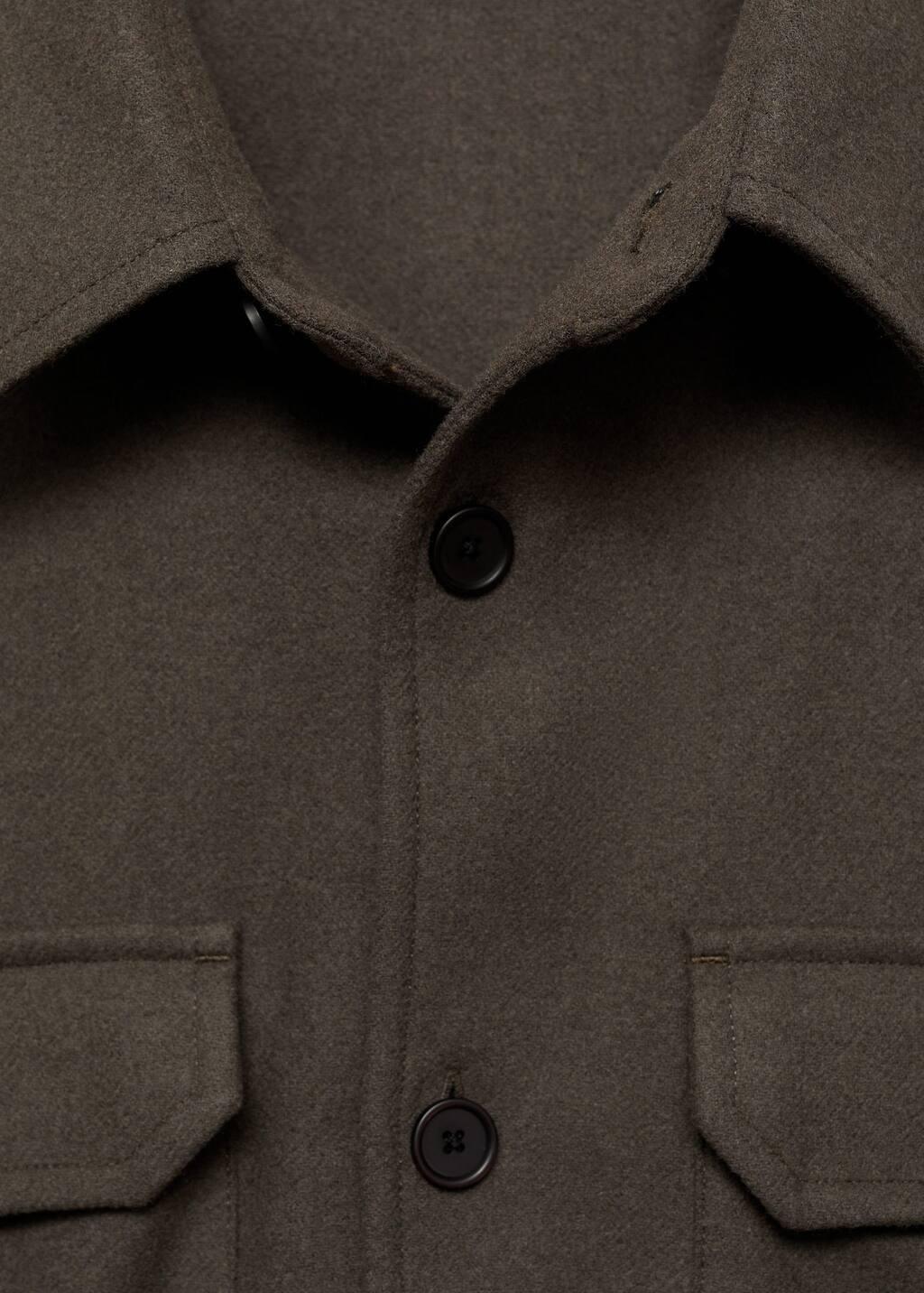 Khaki Wool-Blend Flannel Overshirt, , large image number 5