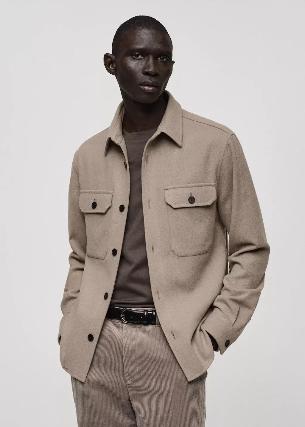 Grey Wool-Blend Flannel Overshirt, , large image number 0