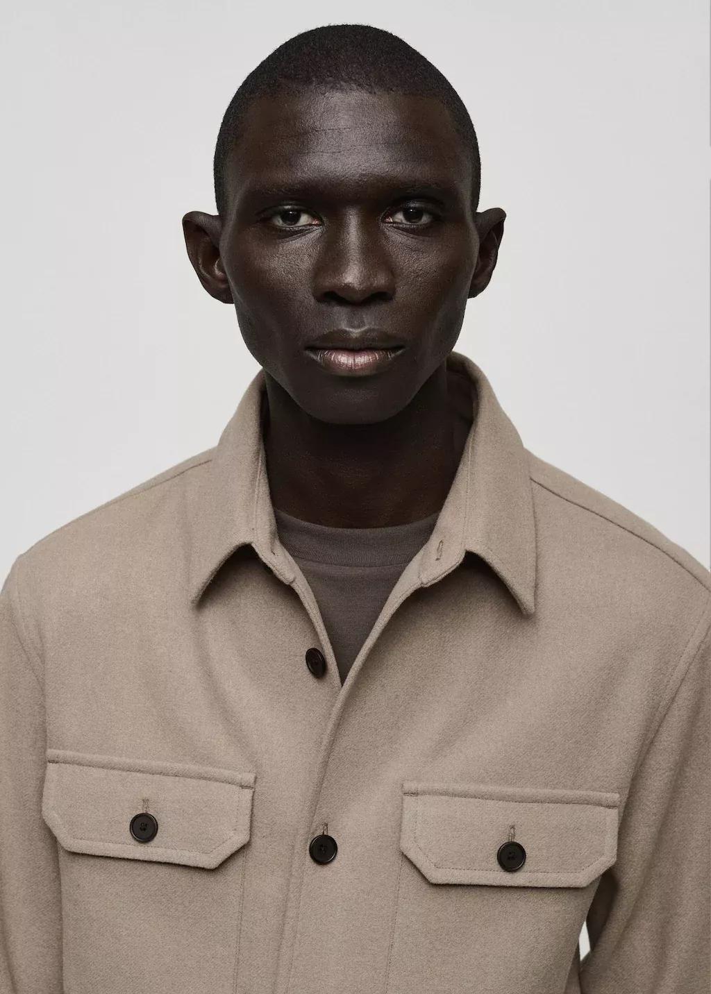 Grey Wool-Blend Flannel Overshirt, , large image number 1