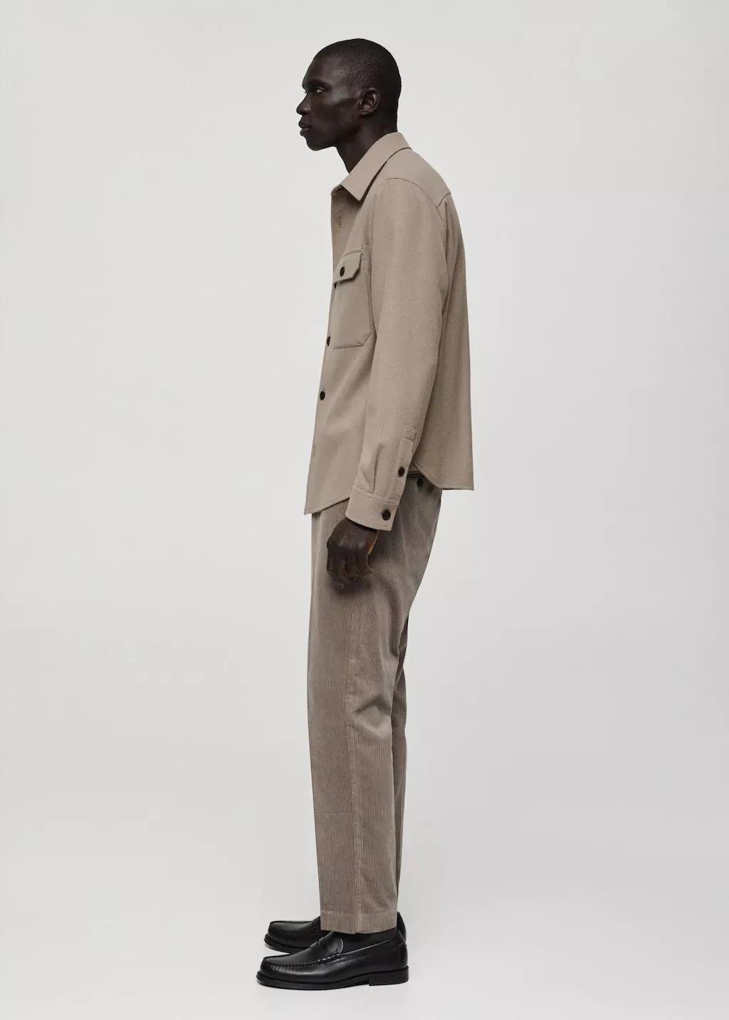 Grey Wool-Blend Flannel Overshirt, , large image number 2