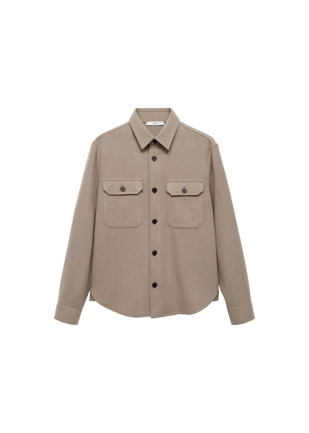 Grey Wool-Blend Flannel Overshirt, , large image number 3