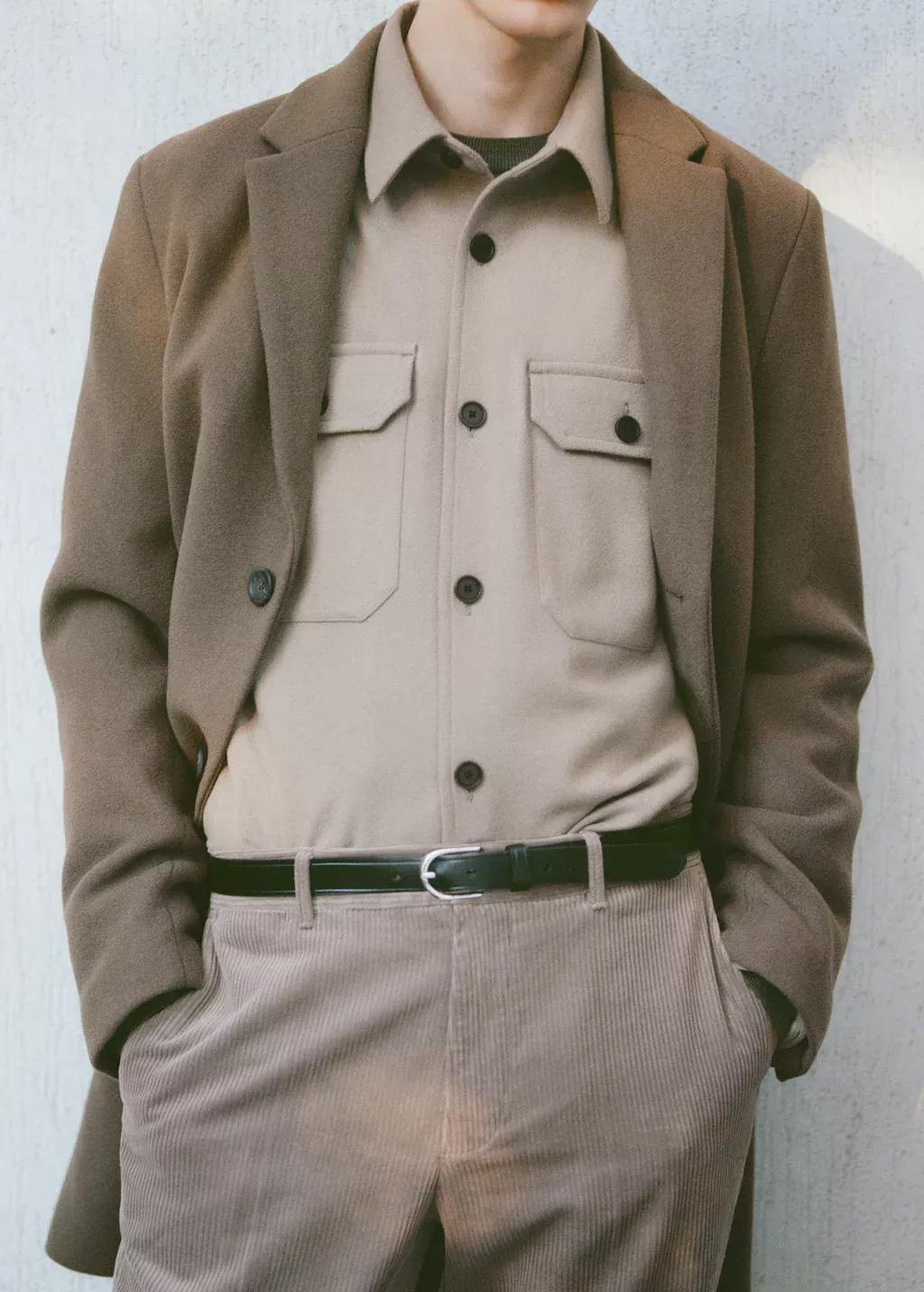 Grey Wool-Blend Flannel Overshirt, , large image number 4