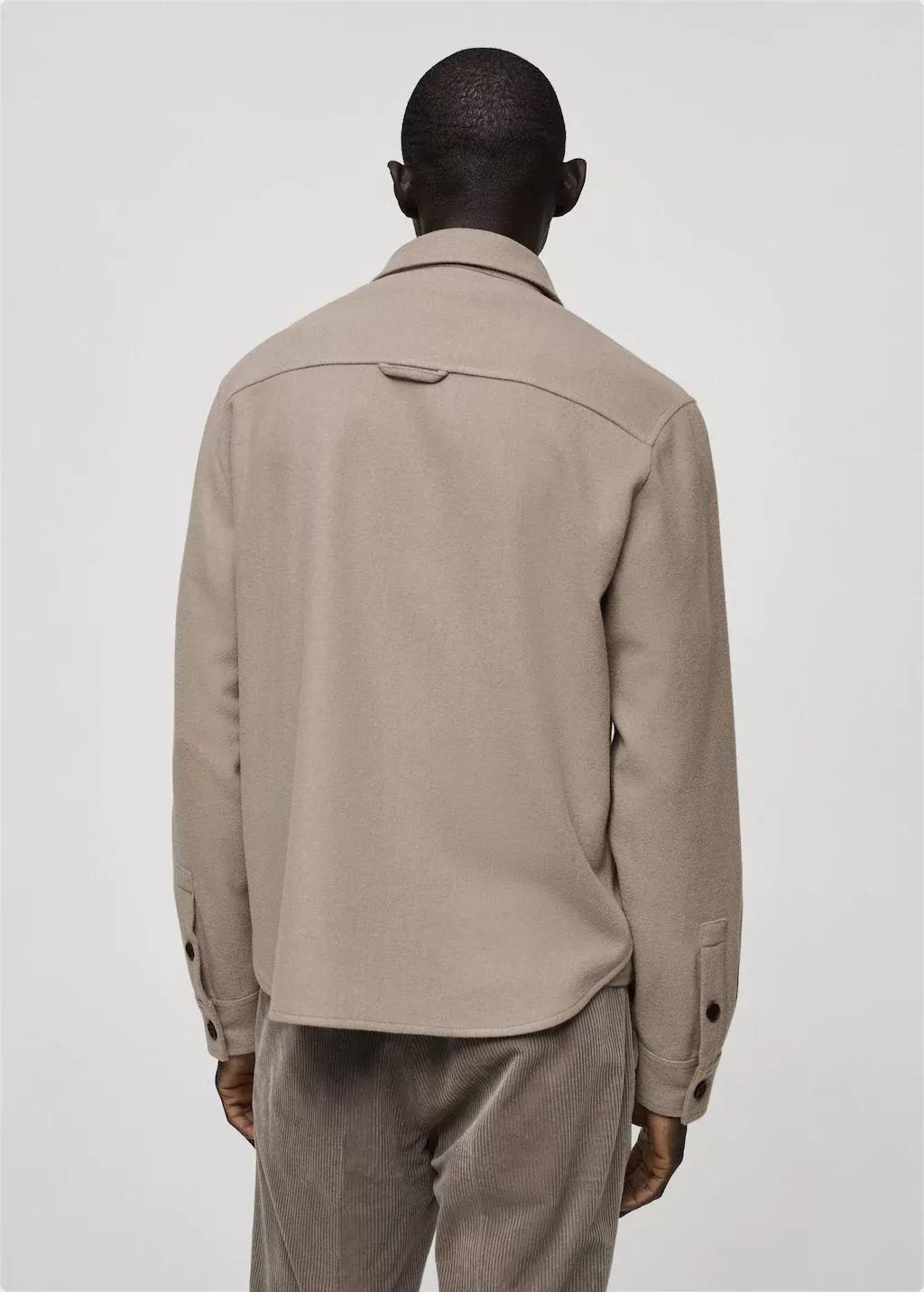 Grey Wool-Blend Flannel Overshirt, , large image number 7