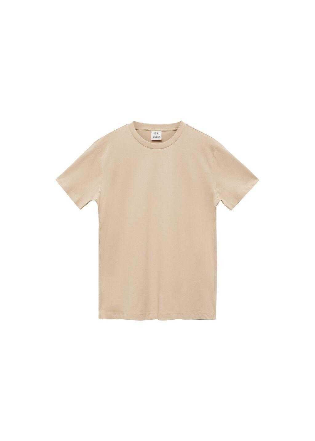 Beige 100% Cotton Slim-Fit T-Shirt, , large image number 3
