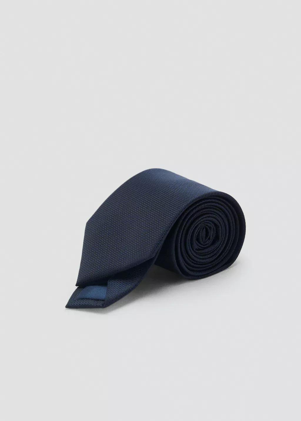Navy Smooth Micro-Structured Tie, Navy, large image number 0