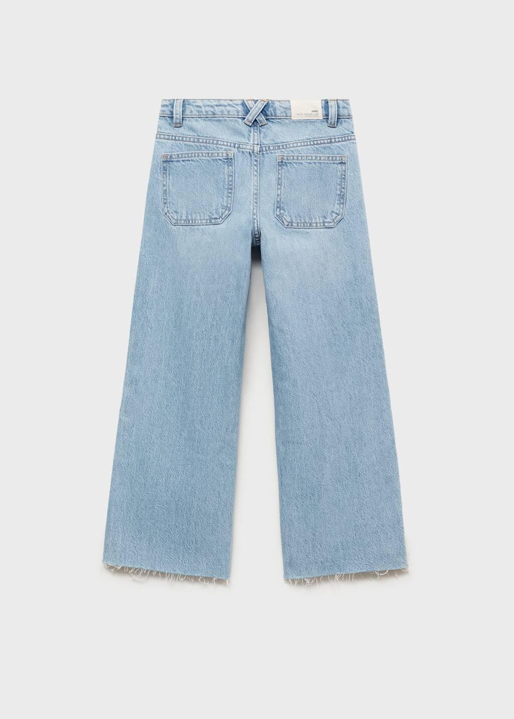 Blue Wide leg Low Frayed Hem Jeans, Kids Girl, , large image number 1