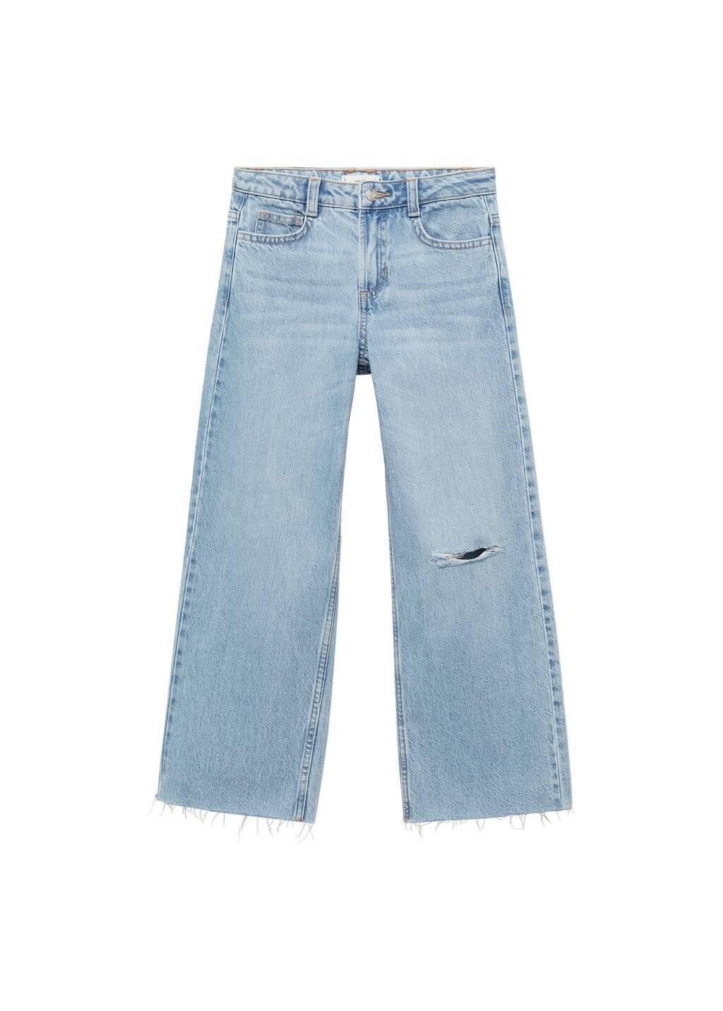 Blue Wide leg Low Frayed Hem Jeans, Kids Girl, , large image number 5