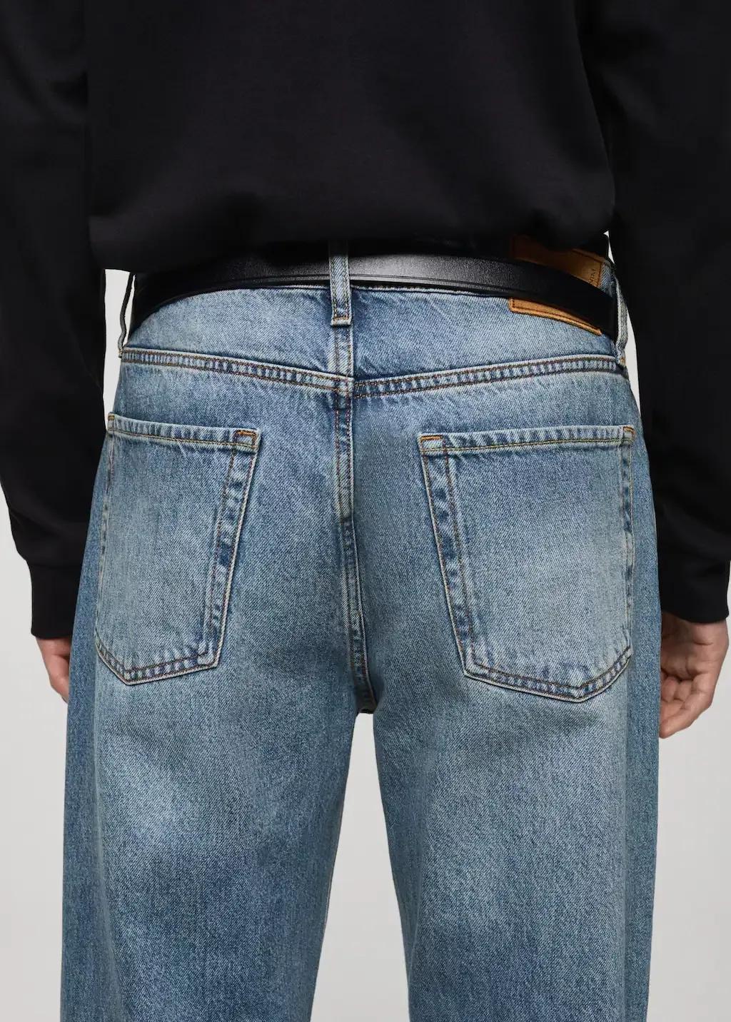 Blue Light Wash Straight Fit Jeans, , large image number 4