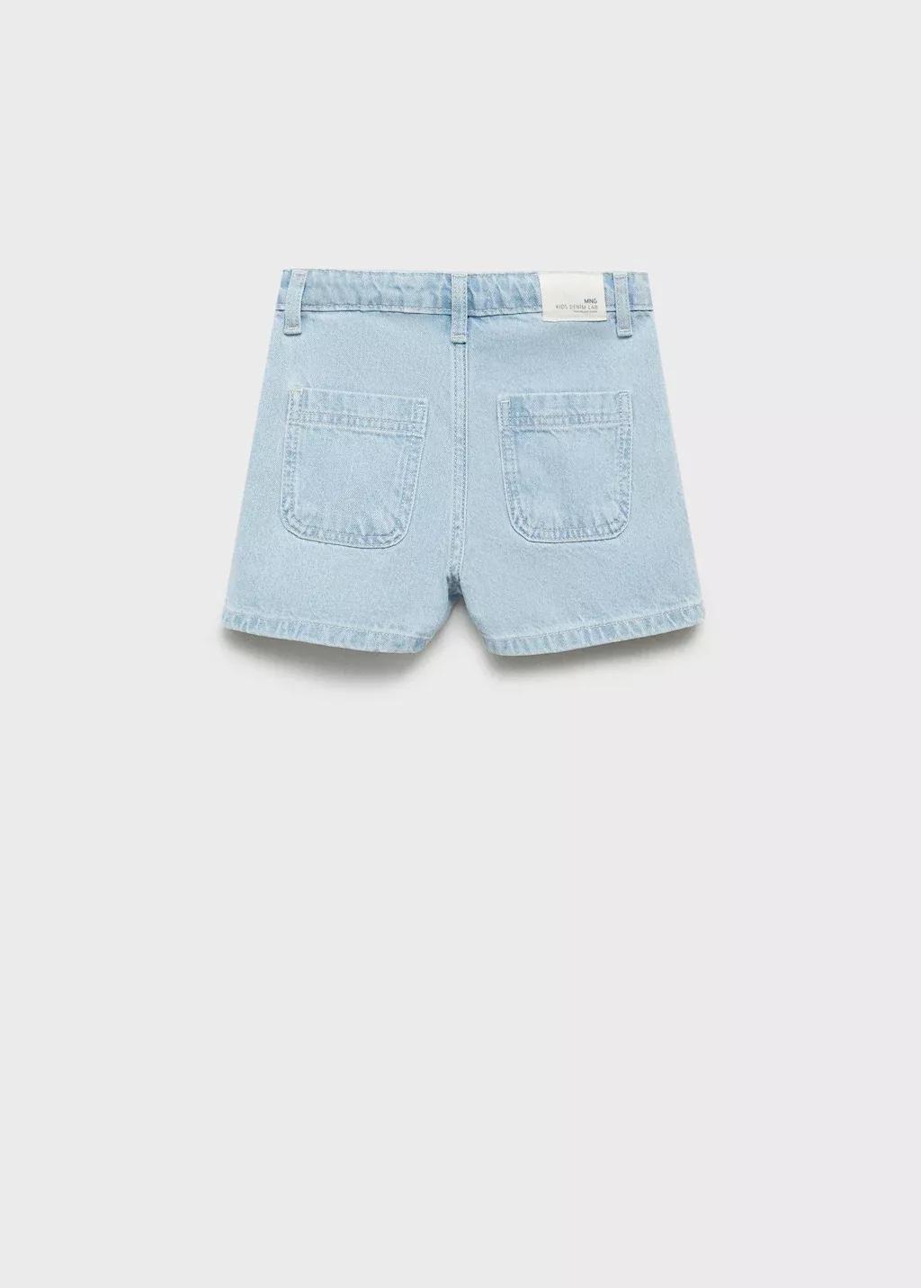 Blue Denim Shorts With Pockets, Kids Girl, , large image number 1