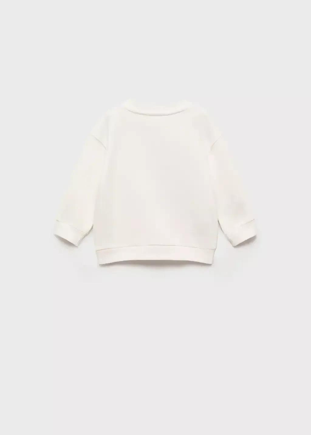White Printed Embossed Sweatshirt, Baby Girl, , large image number 1