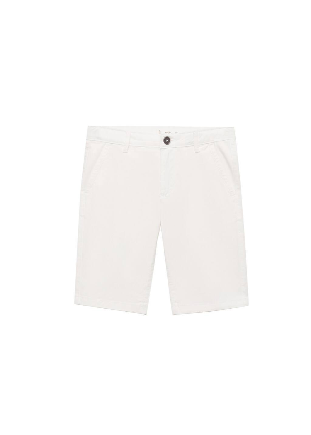 White Slim-Fit Chino Cotton Bermuda Shorts, Kids Boy, , medium