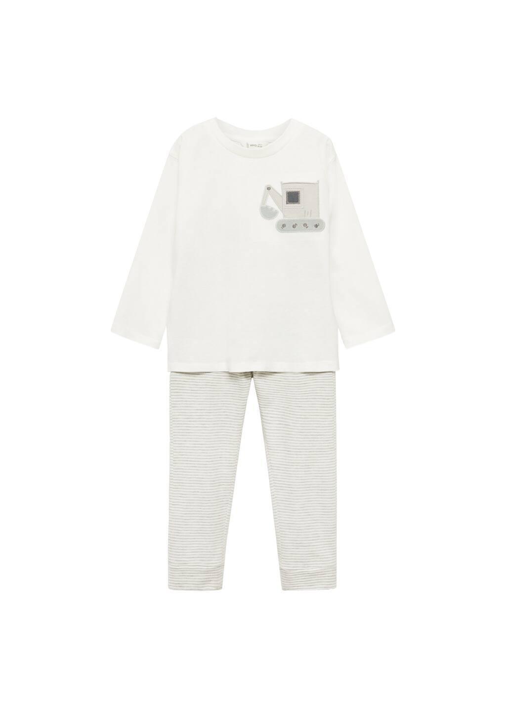 White Printed Pyjamas, Baby Boy, , medium