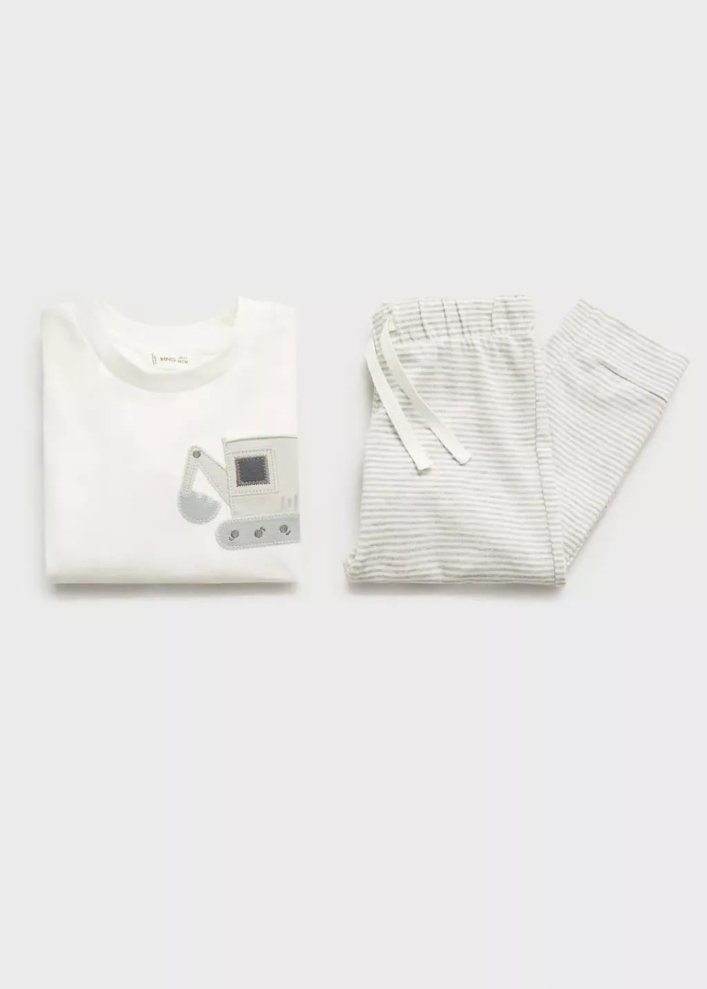 White Printed Pyjamas, Baby Boy, , large image number 2