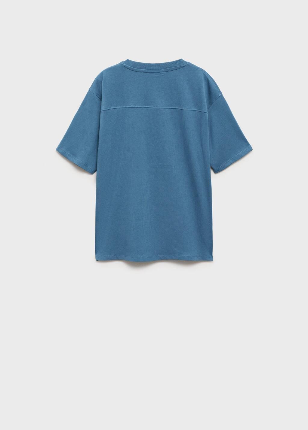 Blue Printed Cotton-Blend T-Shirt, Kids Boy, , large image number 1