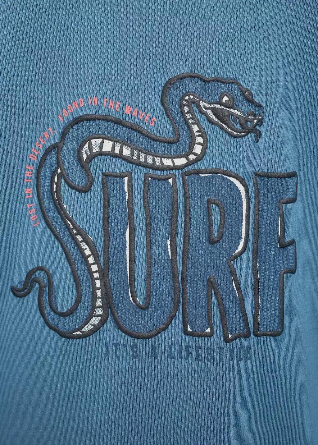 Blue Printed Cotton-Blend T-Shirt, Kids Boy, , large image number 2