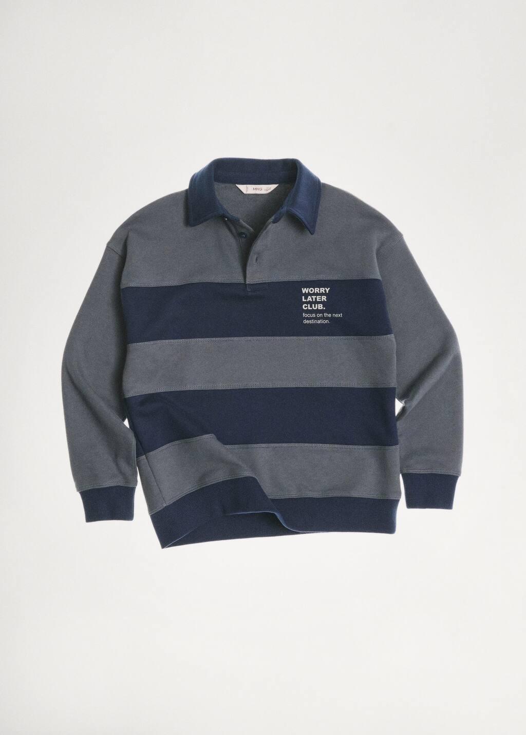 Navy Striped Polo Sweatshirt, Kids Boy, , large image number 4