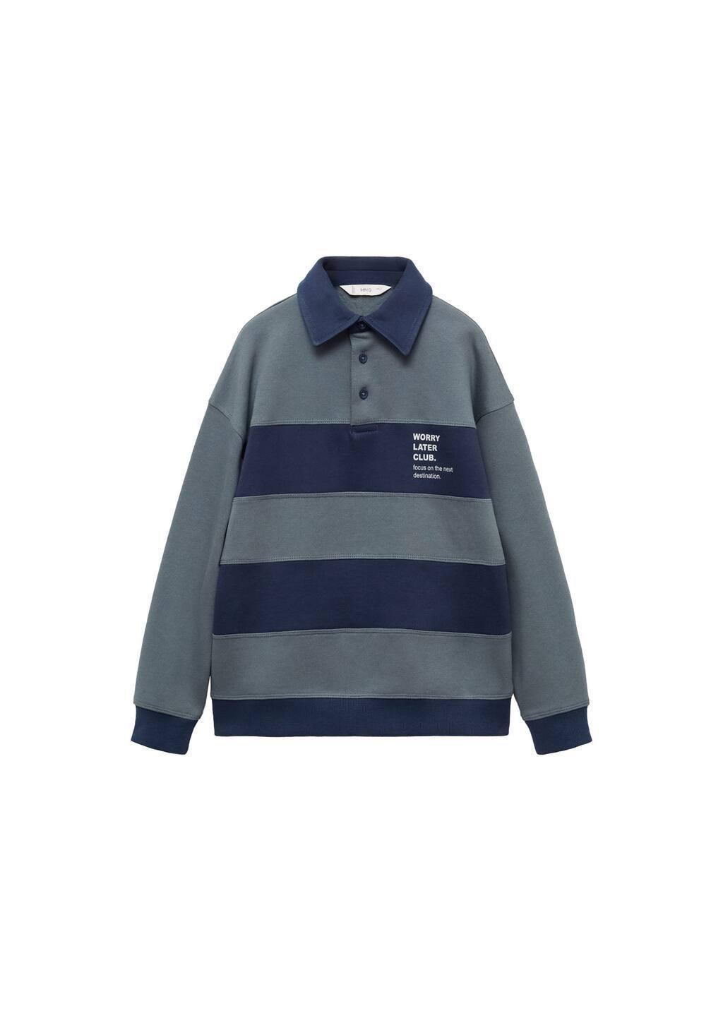 Navy Striped Polo Sweatshirt, Kids Boy, , large image number 5