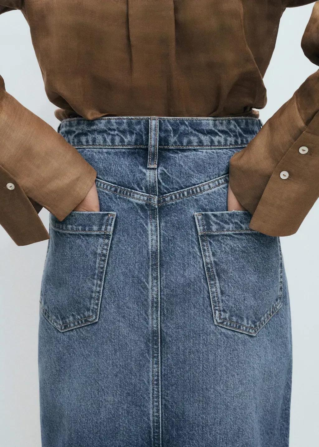 Blue Denim Midi-Skirt, , large image number 3