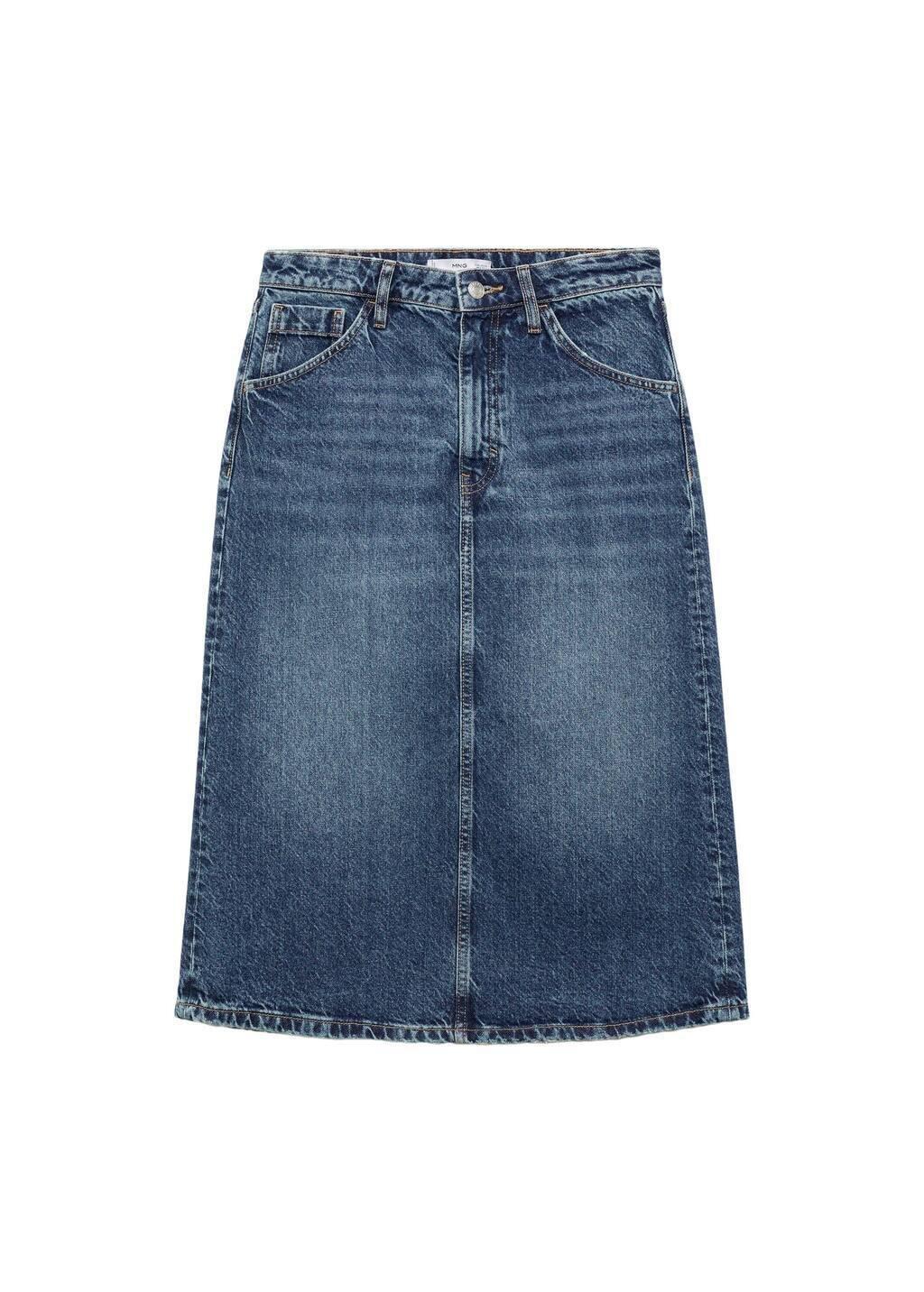 Blue Denim Midi-Skirt, , large image number 4