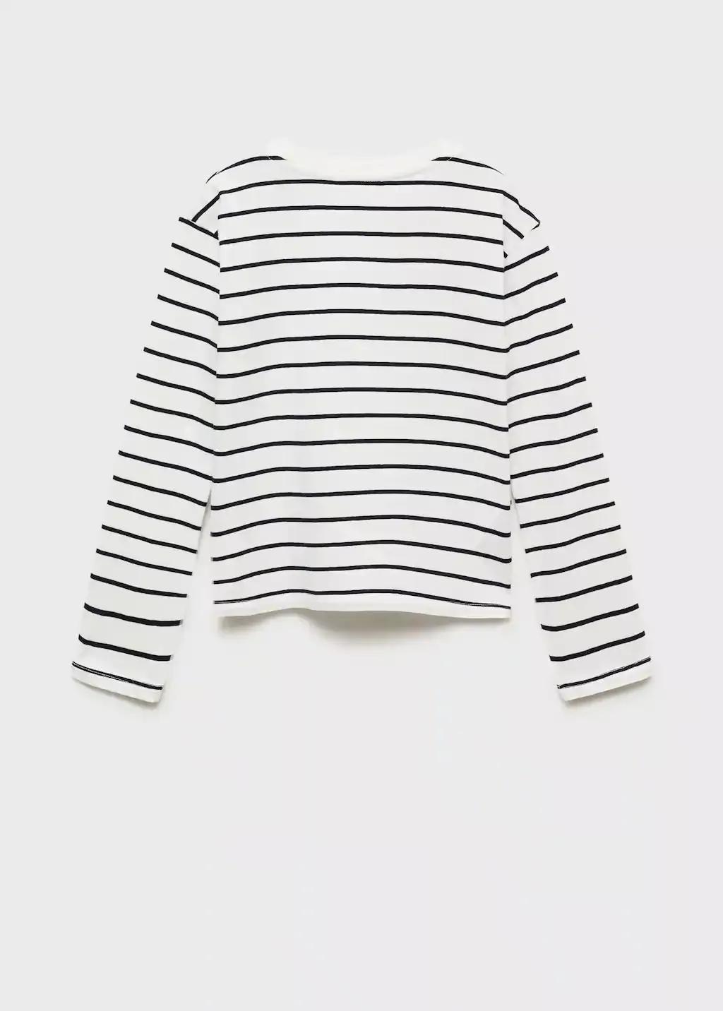 White 100% Cotton Striped T-Shirt, Kids Girl, , large image number 4