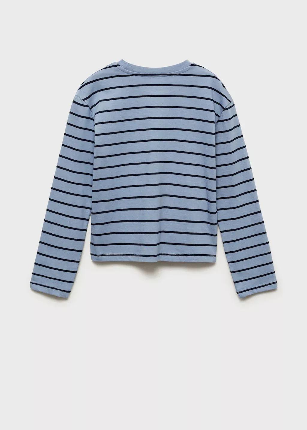 Blue 100% Cotton Striped T-Shirt, Kids Girl, , large image number 1