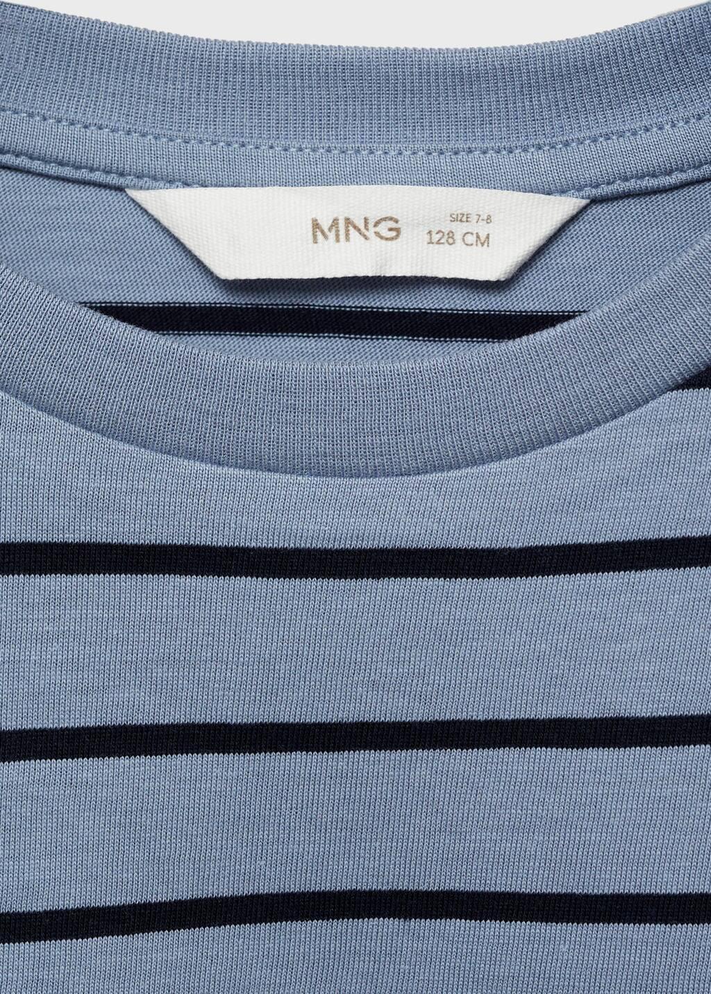 Blue 100% Cotton Striped T-Shirt, Kids Girl, , large image number 3