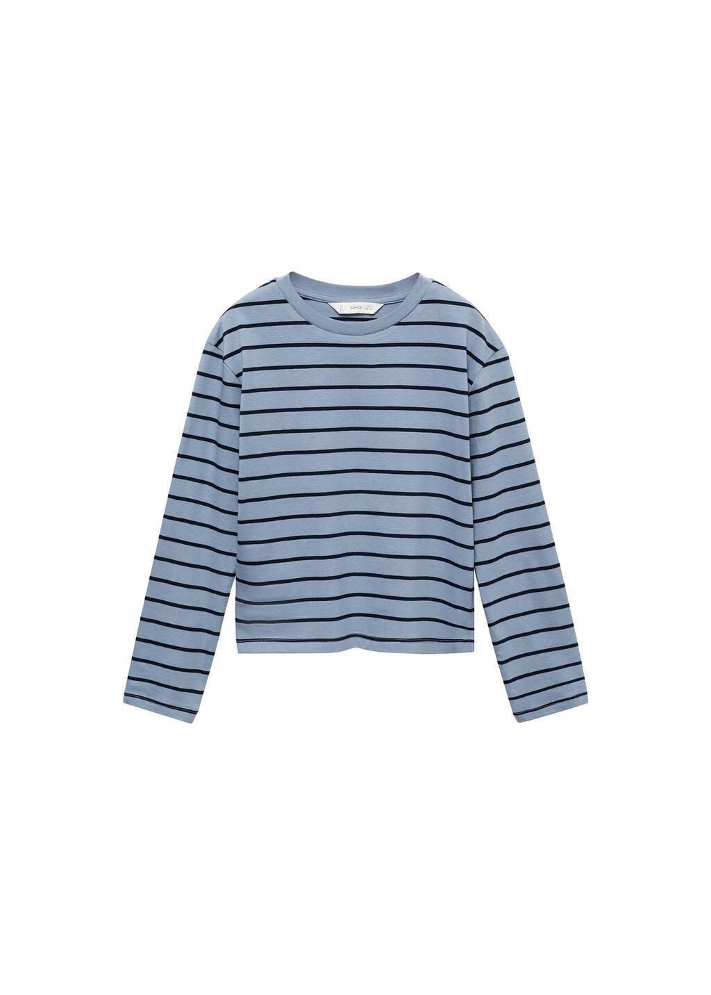 Blue 100% Cotton Striped T-Shirt, Kids Girl, , large image number 4