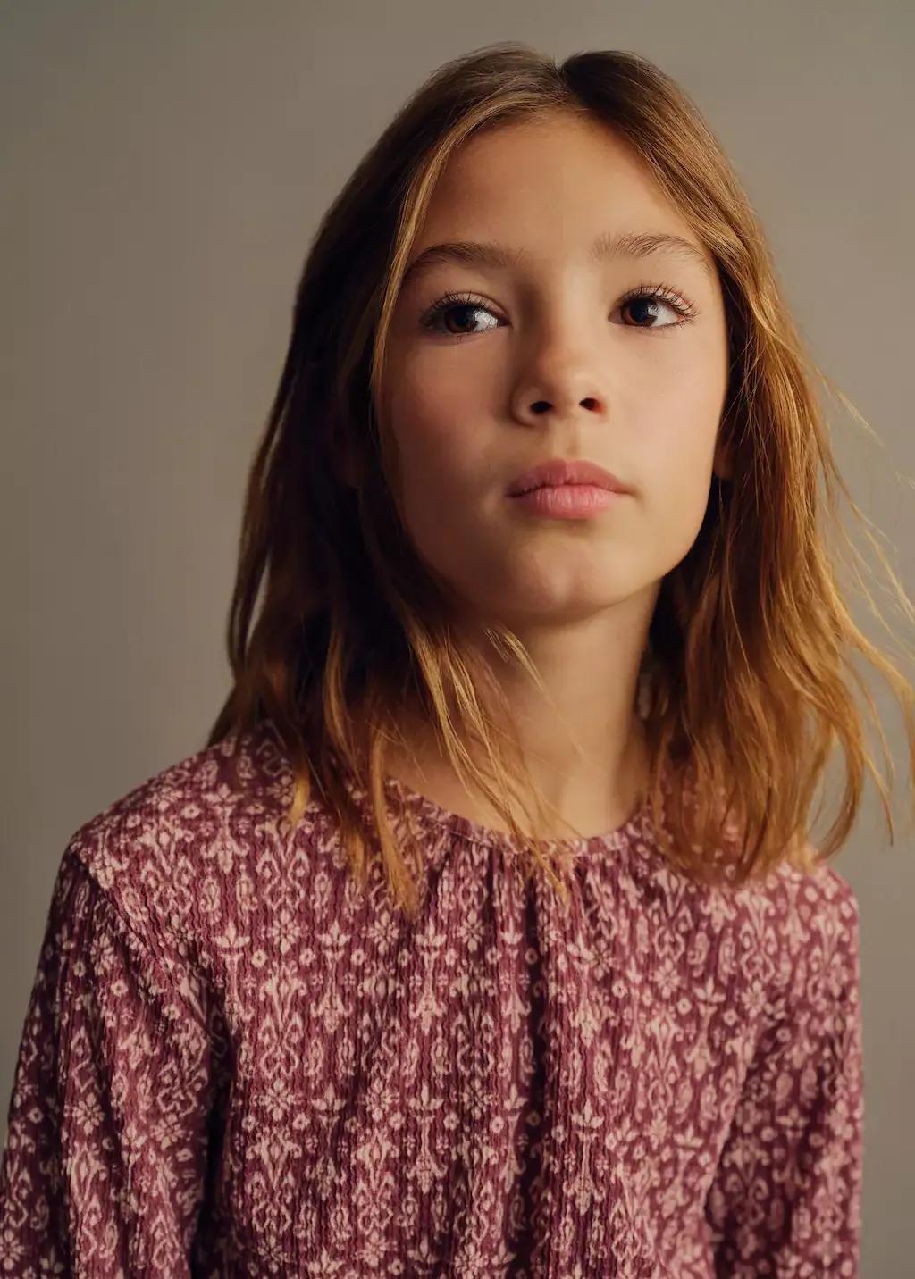 DARK RED Ruched printed blouse, Kids Girl, , medium