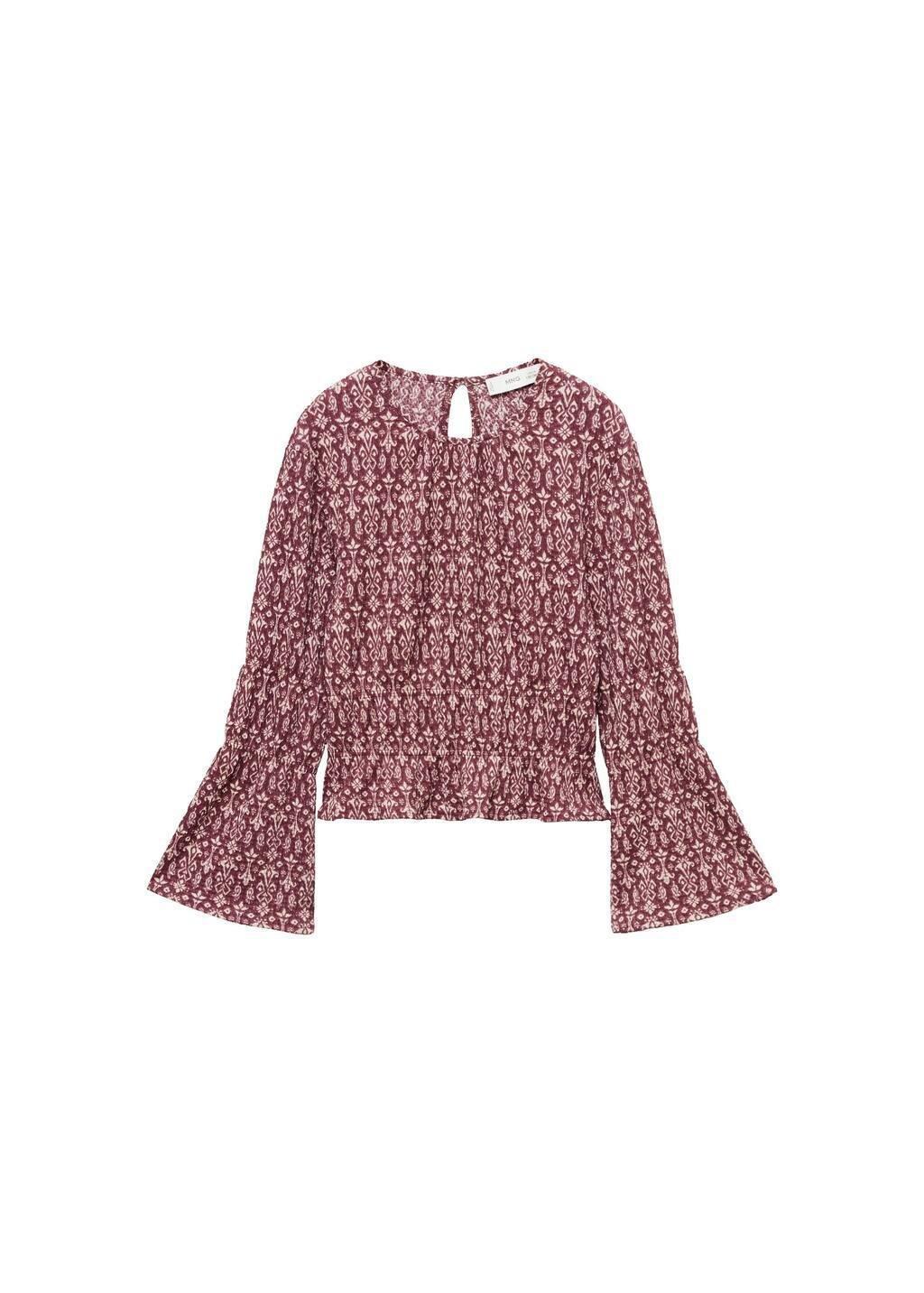 DARK RED Ruched printed blouse, Kids Girl, , large image number 2