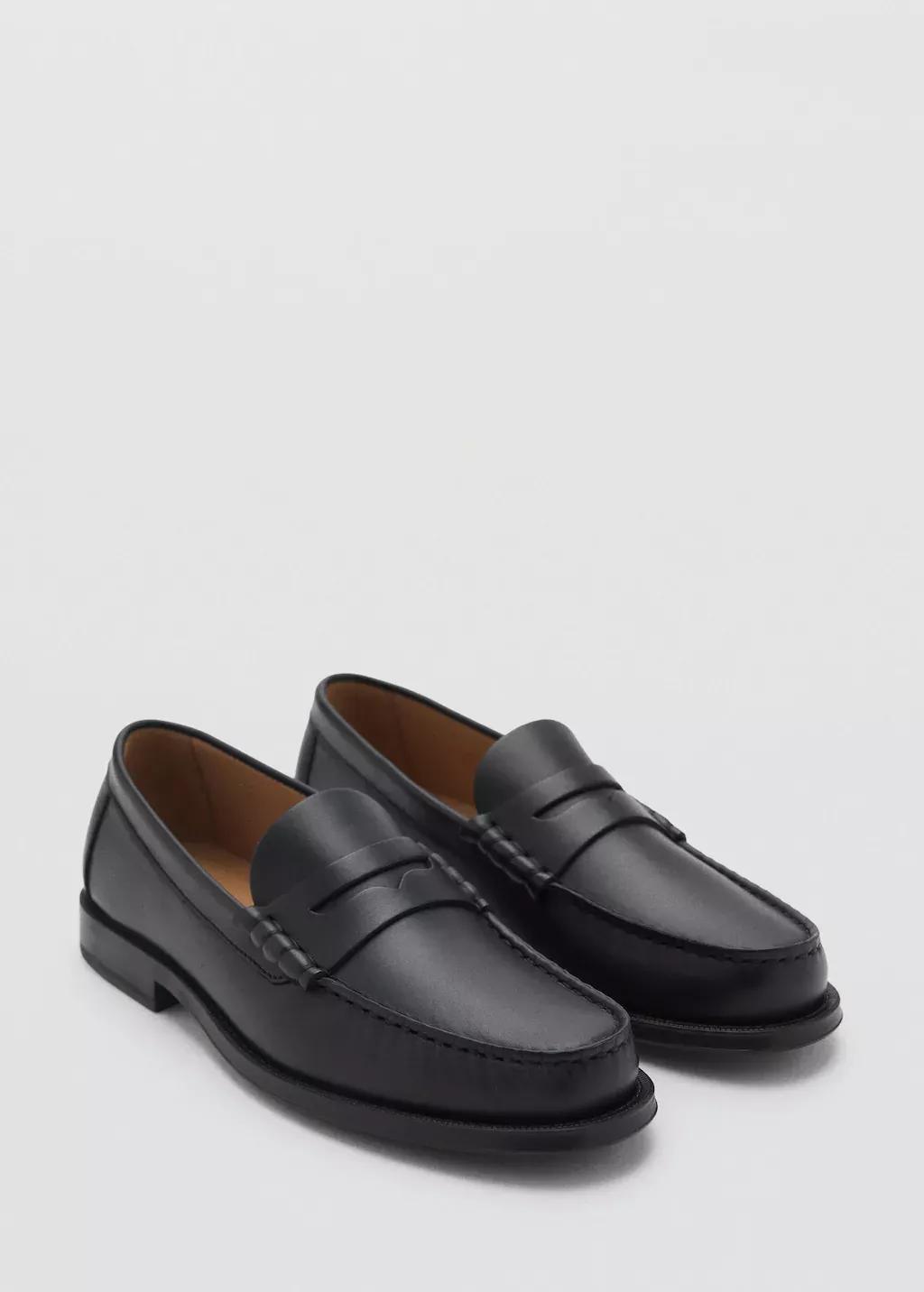 BLACK Leather penny loafers, Black, large image number 0