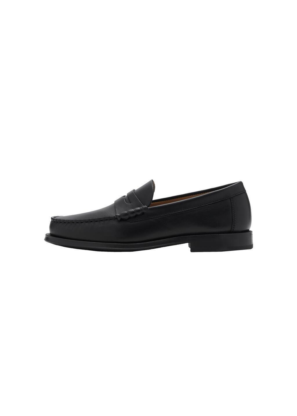 BLACK Leather penny loafers, Black, large image number 3