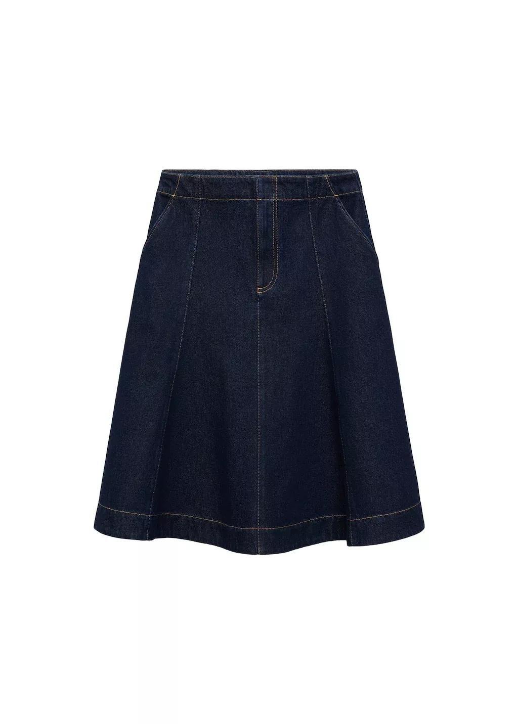 Blue Flared Denim Skirt, , large image number 3