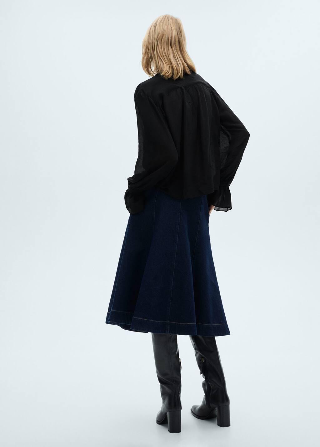 Blue Flared Denim Skirt, , large image number 4
