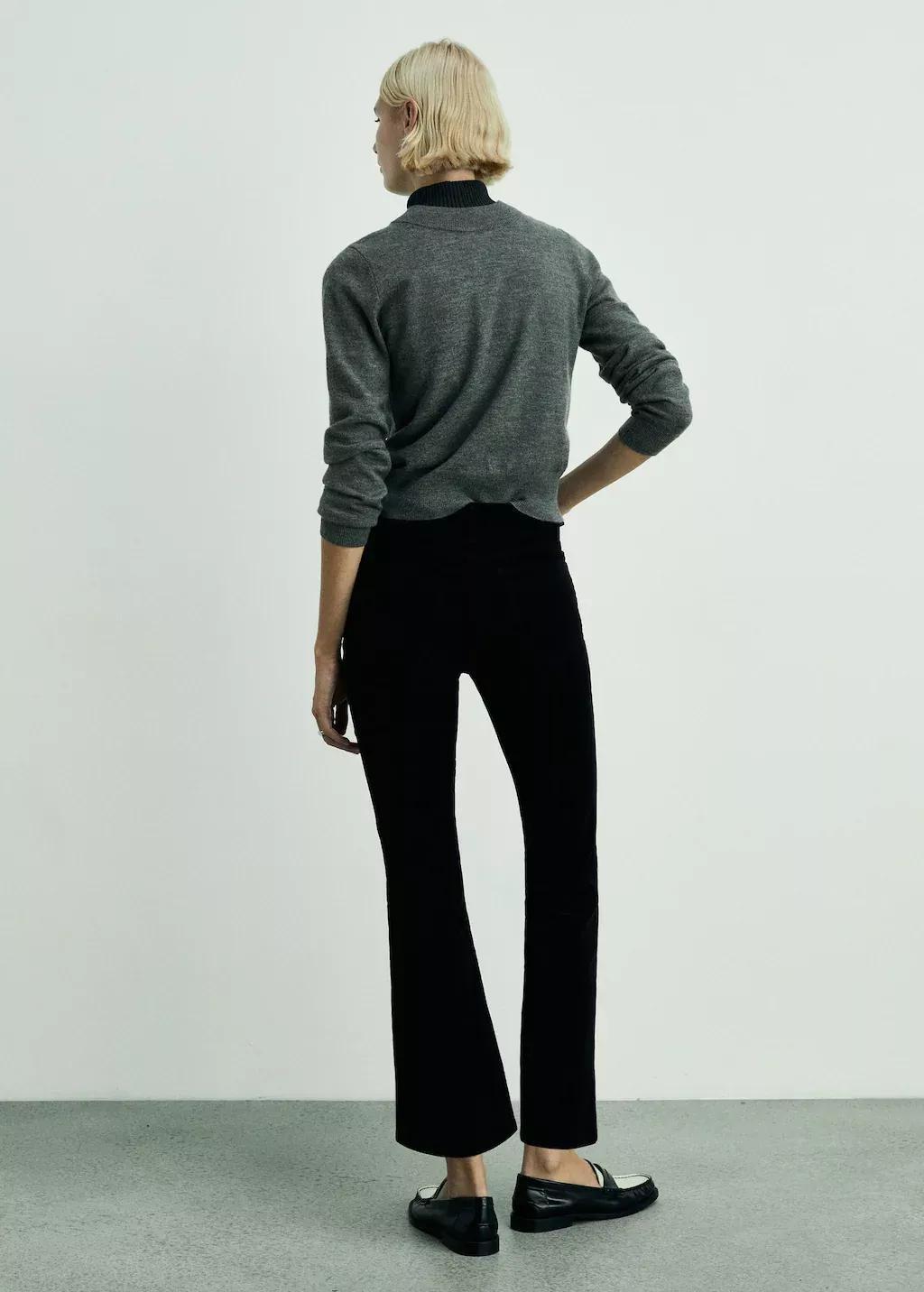 Grey Sienna Flared Cropped Corduroy Jeans, , large image number 6