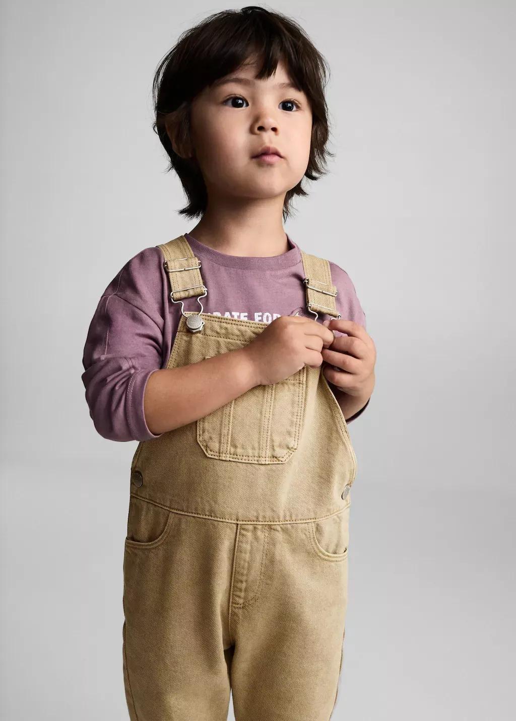 Brown Long Denim Dungarees, , large image number 0