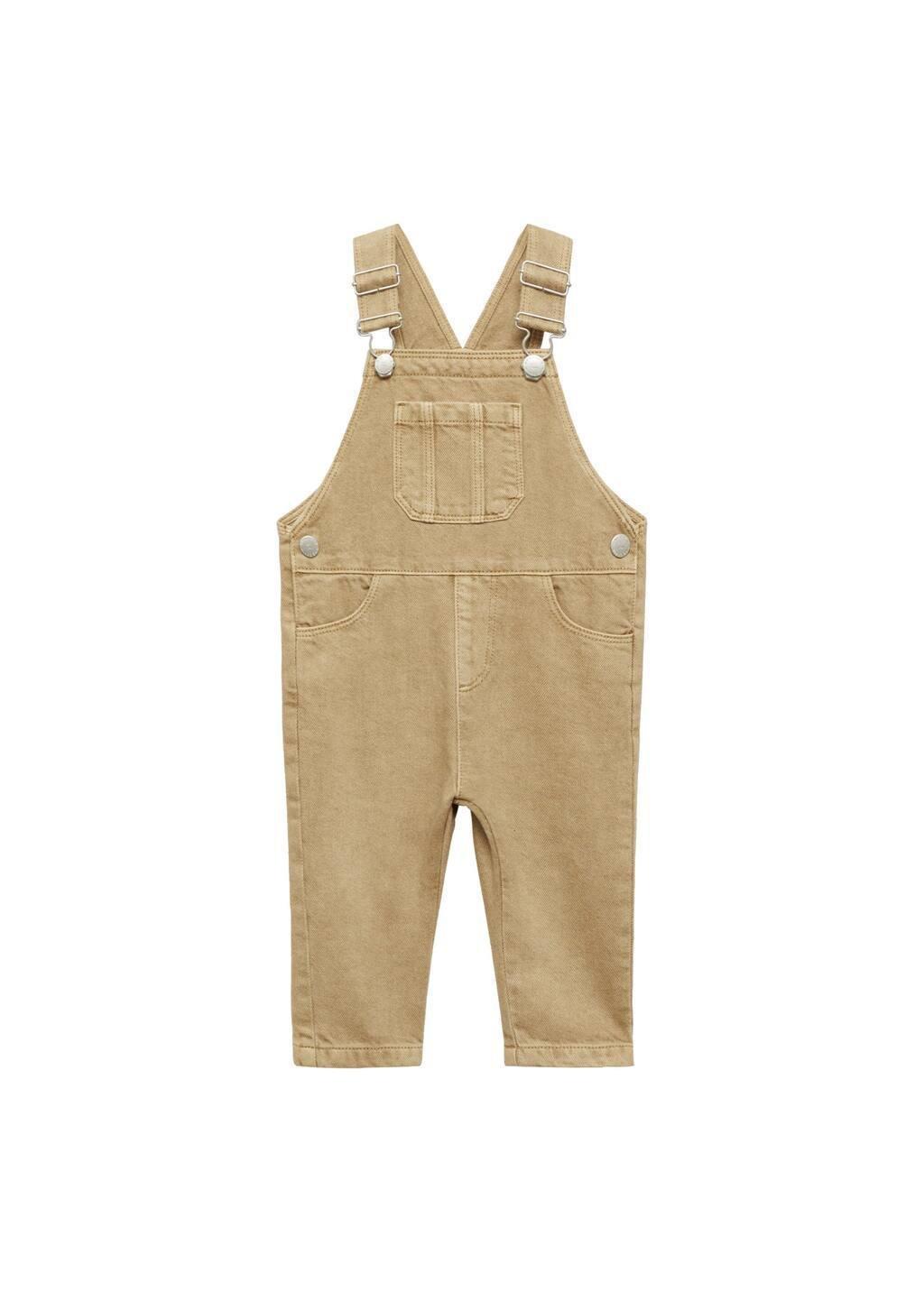 Brown Long Denim Dungarees, , large image number 3
