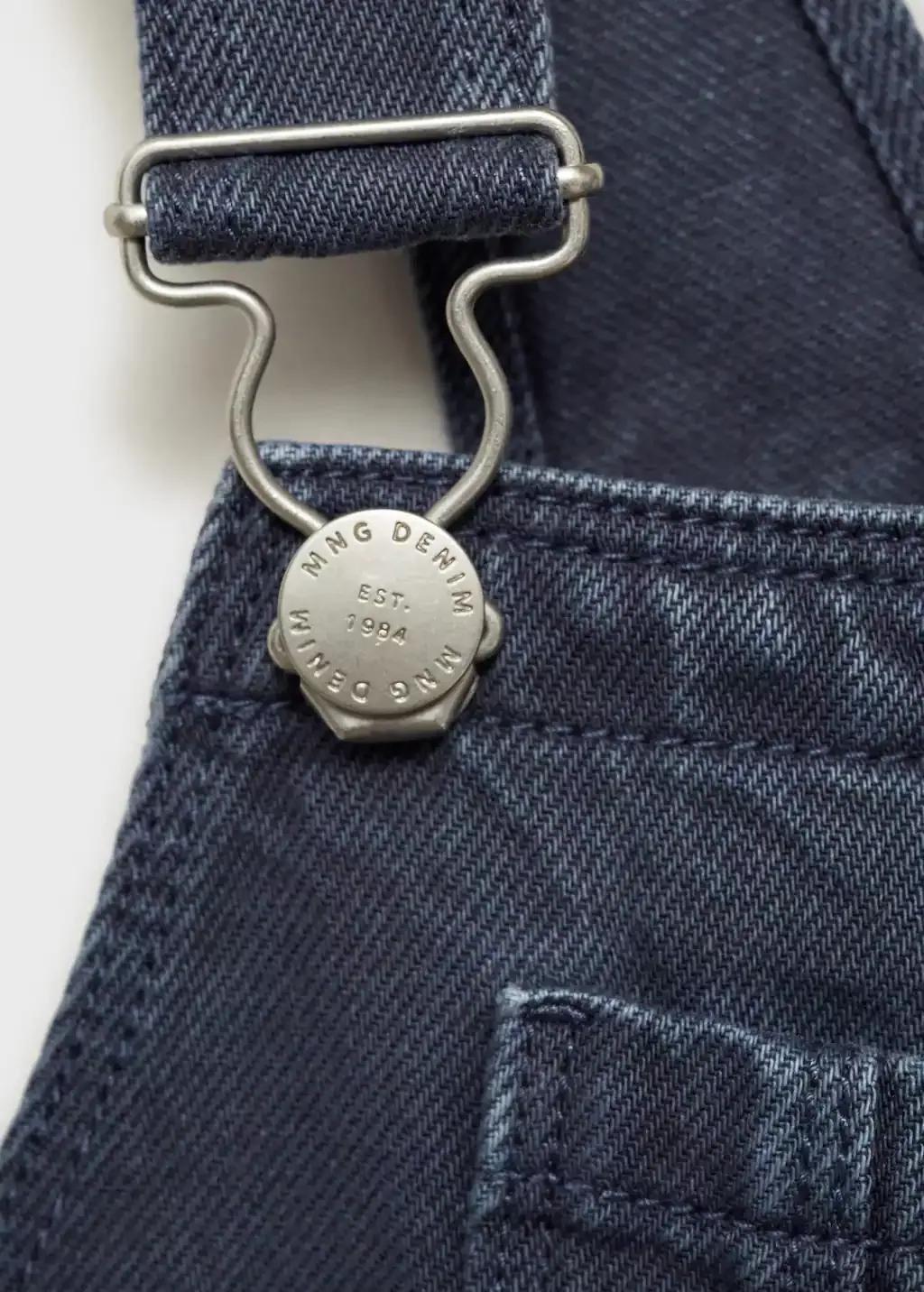 Navy Long Denim Dungarees, , large image number 1