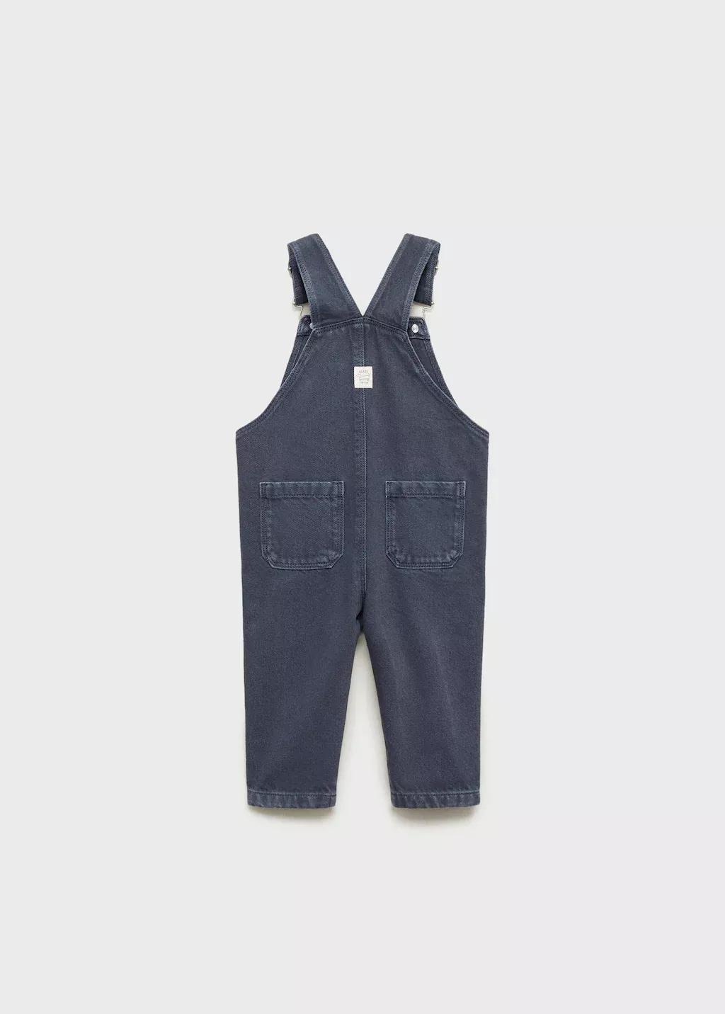 Navy Long Denim Dungarees, , large image number 2