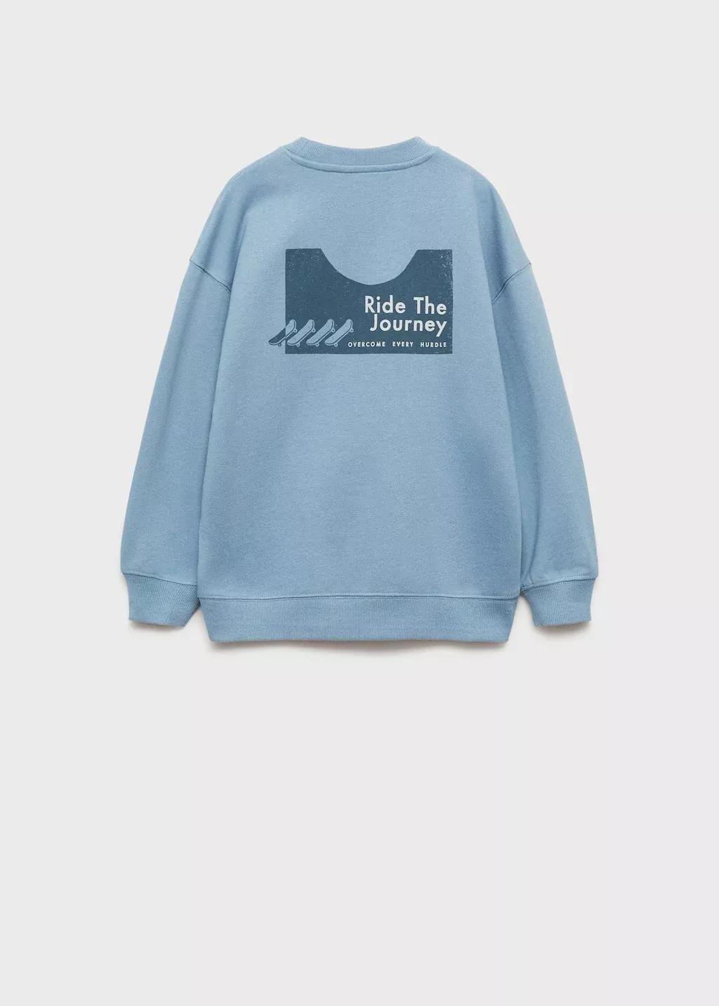 Blue Printed Cotton Sweatshirt, Kids Boy, , large image number 1