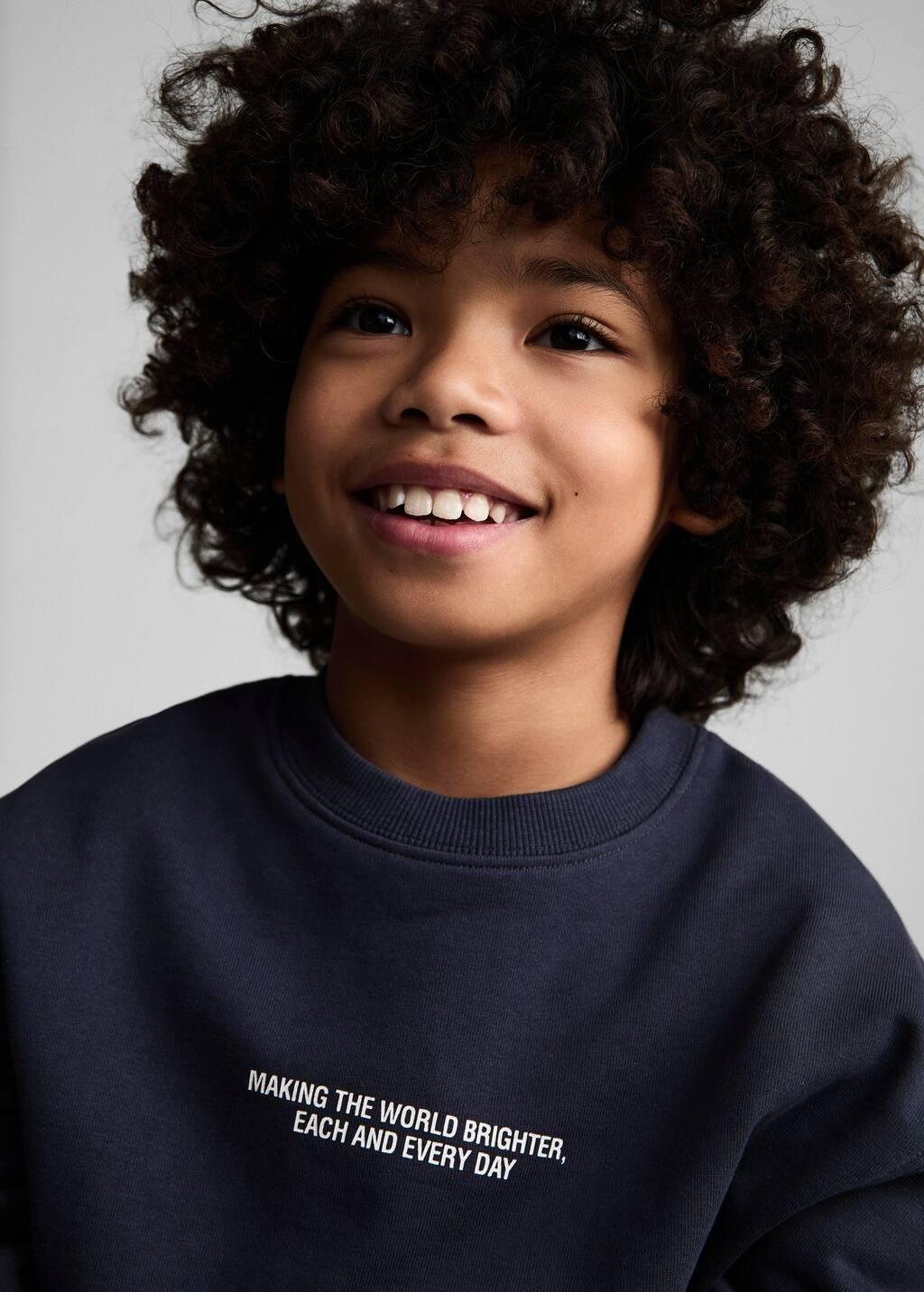 Navy Printed Cotton Sweatshirt, Kids Boy, , large image number 1