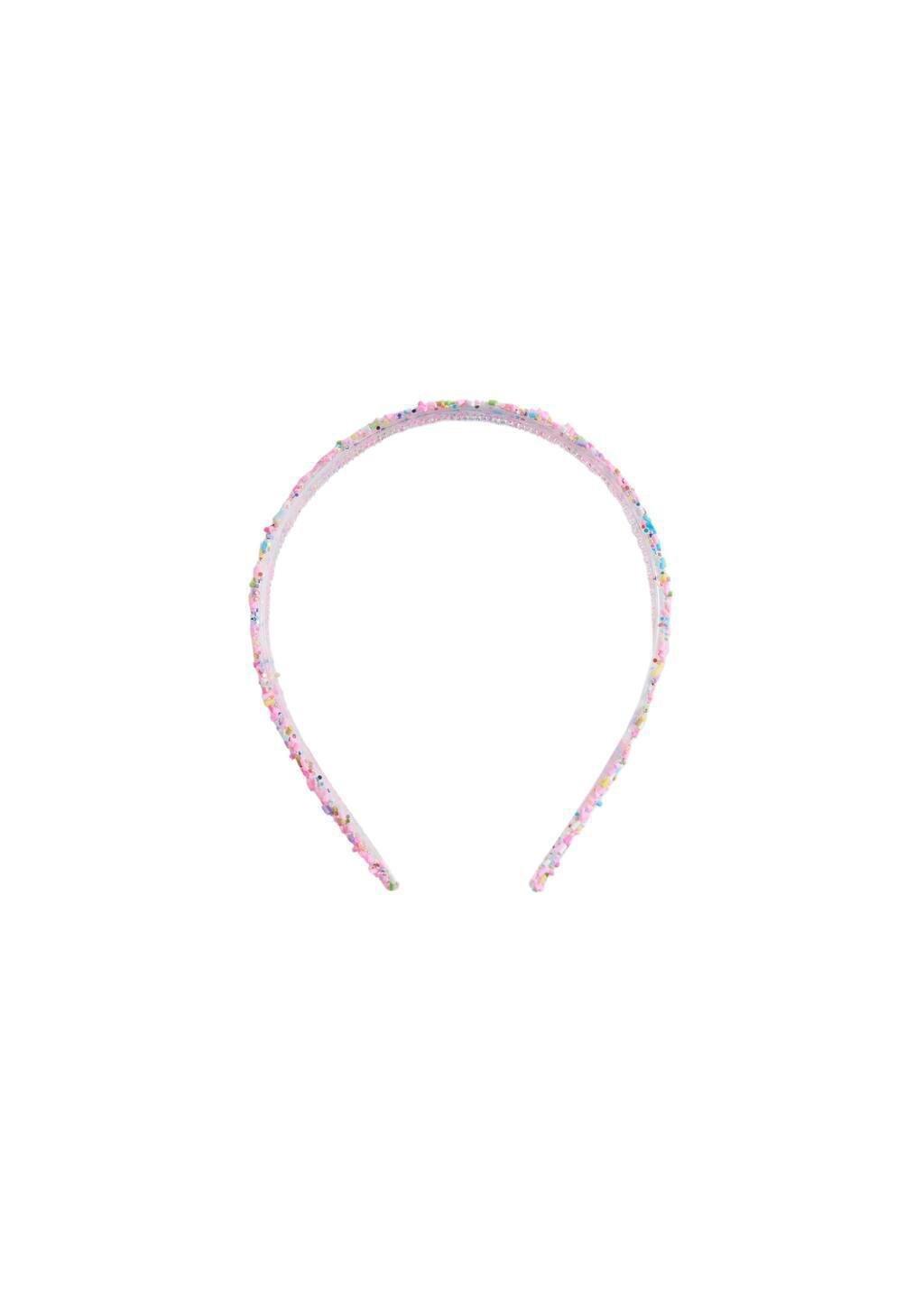 Pink Bead Appliquã© Hairband, Kids Girl, Pink, large image number 1