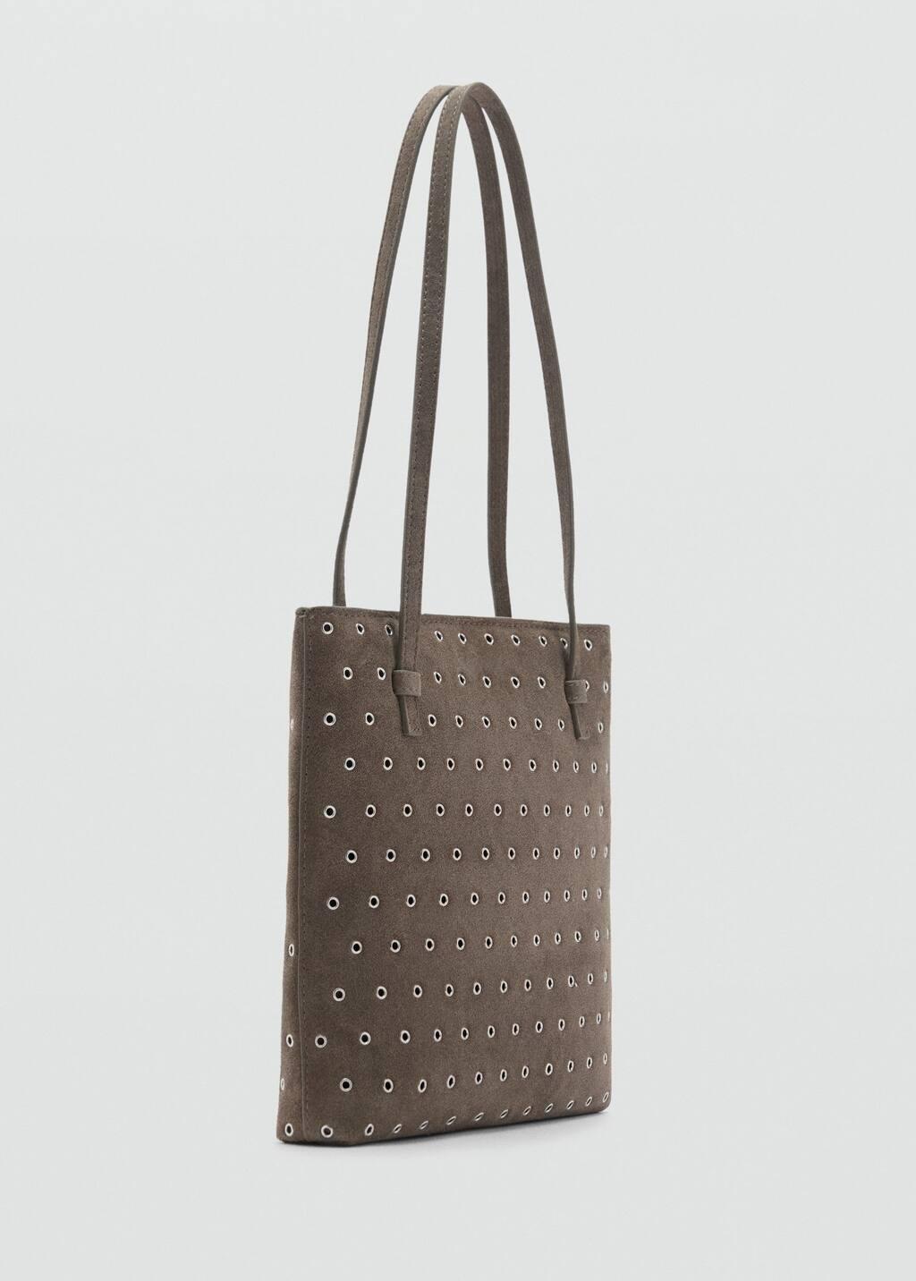 Brown Die-Cut Leather Shopper Bag, , medium