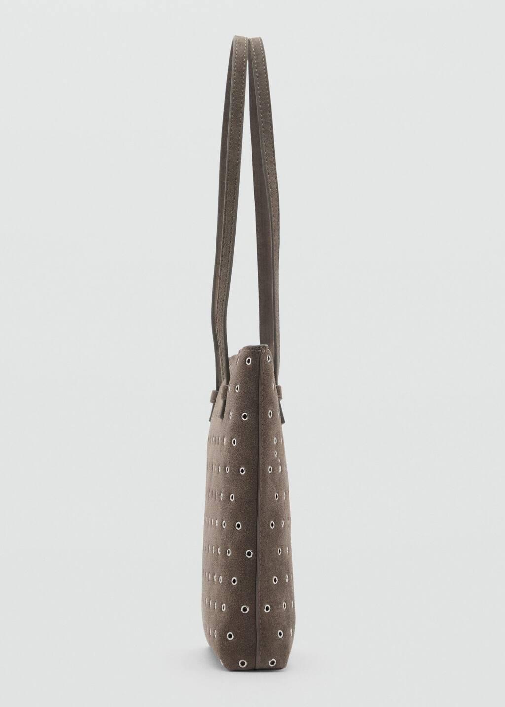 Brown Die-Cut Leather Shopper Bag, Medium Brown, large image number 1