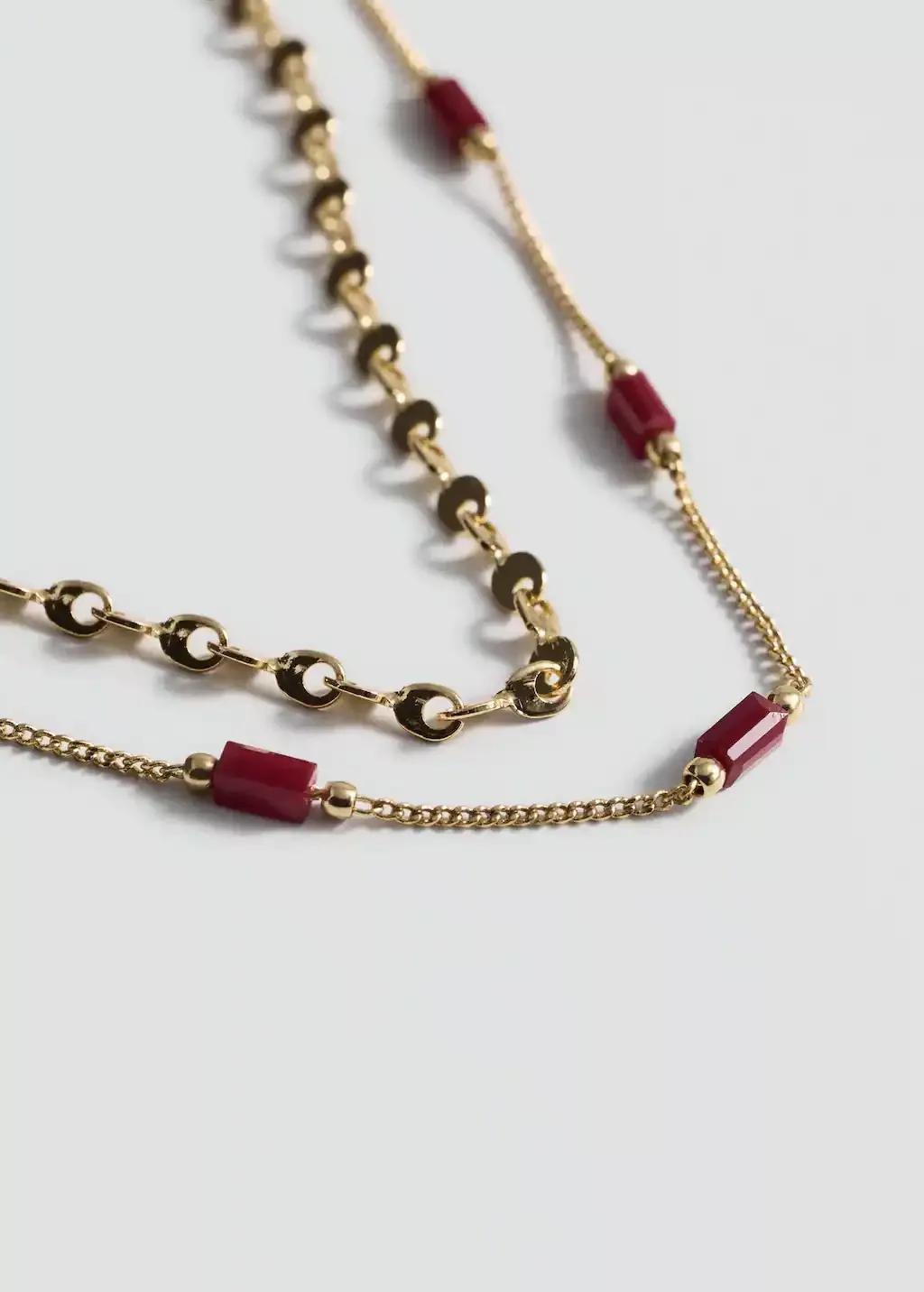 Gold Double-Chain Crystal Necklace, , medium