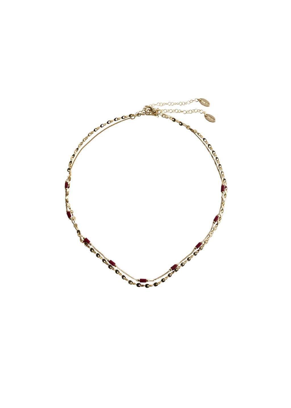 Gold Double-Chain Crystal Necklace, Gold, large image number 1