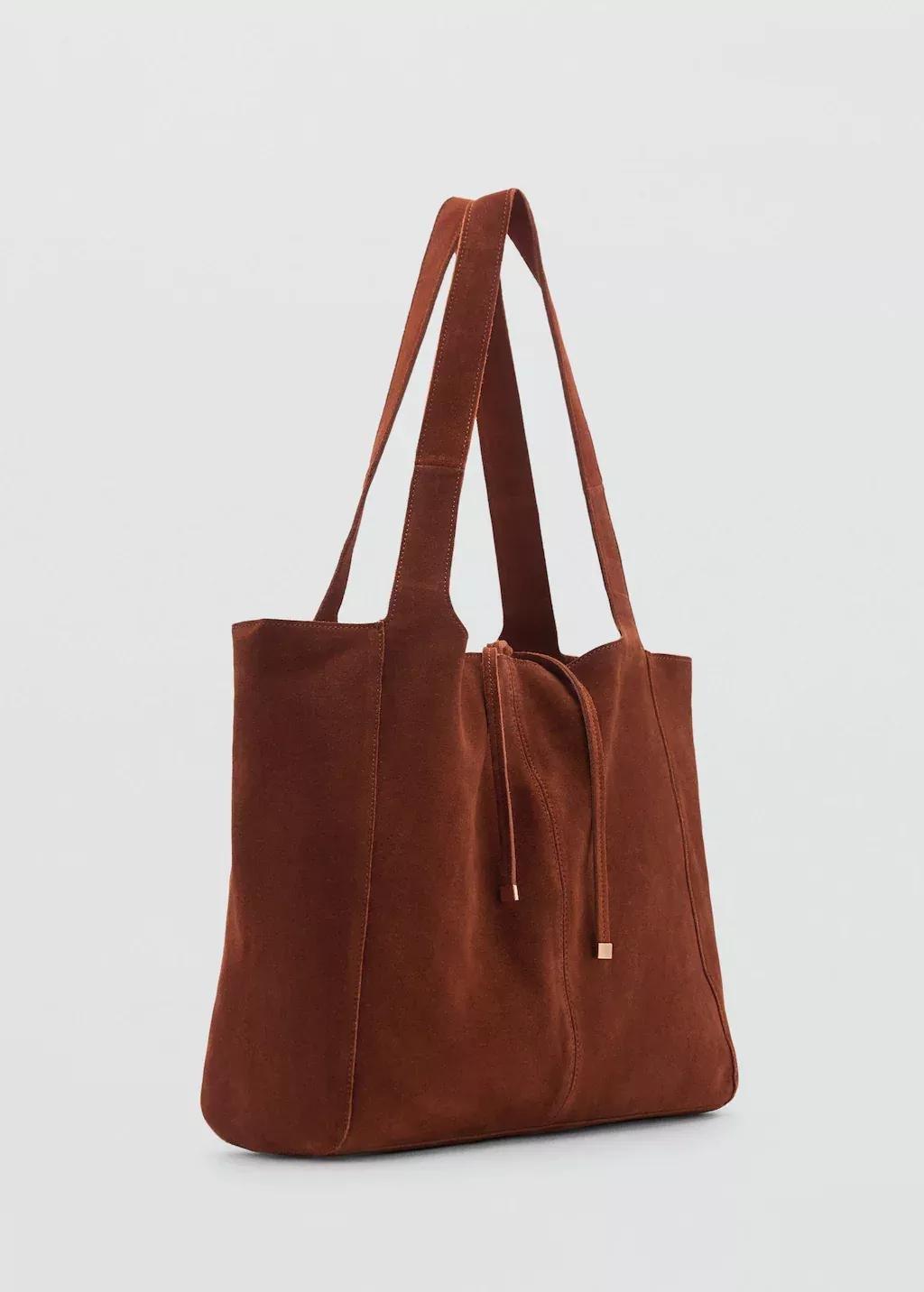 Orange Suede Shopper Bag, , medium