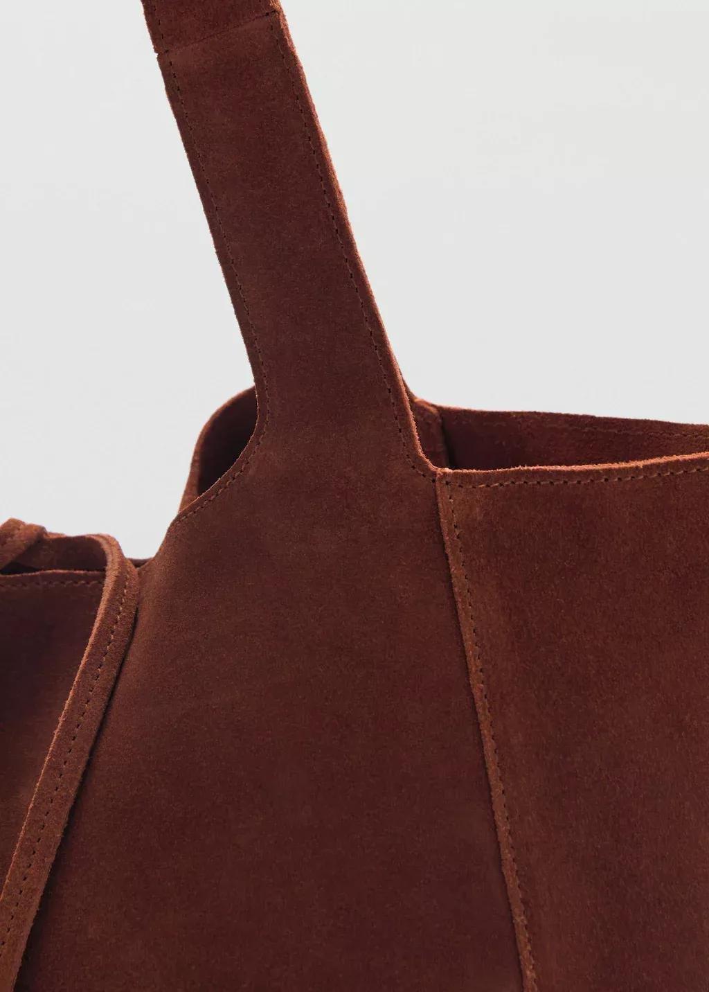 Orange Suede Shopper Bag, Medium Orange, large image number 1