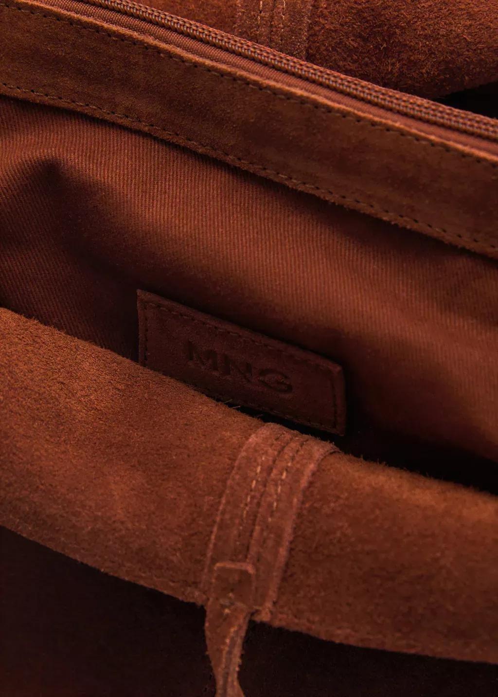 Orange Suede Shopper Bag, Medium Orange, large image number 2