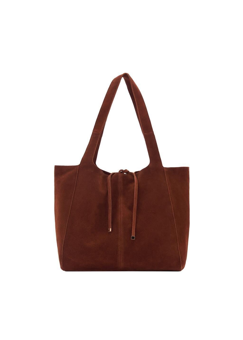 Orange Suede Shopper Bag, Medium Orange, large image number 3