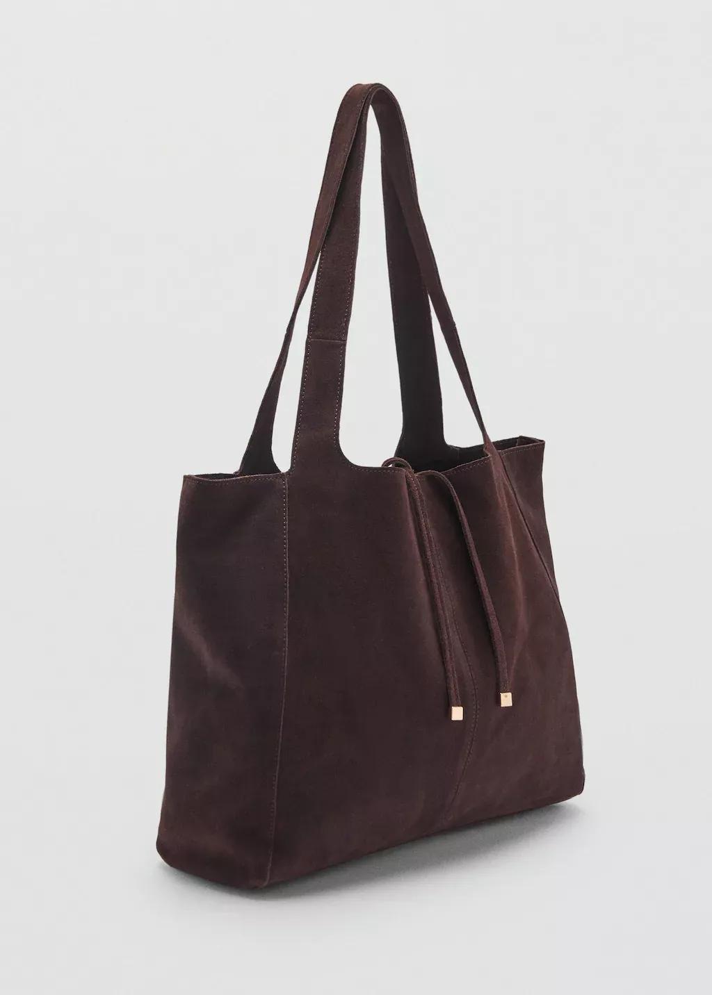 Brown Suede Shopper Bag, , medium